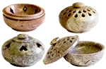 Wholesale Natural Soapstone Box Incense Burner 3"D (Set of 4)