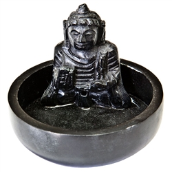 Wholesale Black Soapstone Buddha Incense Burner 4"D, 3"H