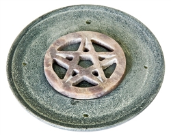 Wholesale Black Soapstone Pentacle Incense Burner 4"D