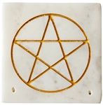 Wholesale White Soapstone Pentacle Incense Burner 4"x 4"