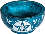 Wholesale Turquoise Soapstone Pentacle Charcoal Burner 4"D, 2.25"H