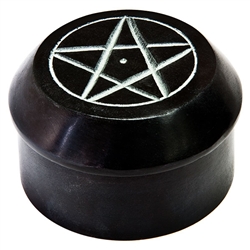 Wholesale Pentacle Black Soapstone Box 3"D, 2"H