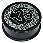 Wholesale Om with Celtic Knot Black Soapstone Box 4"D, 2"H