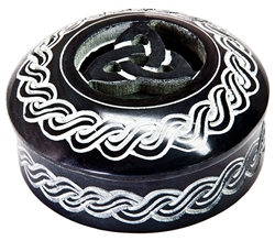 Wholesale Triquetra with Celtic Knot Black Soapstone Box 4"D, 2"H
