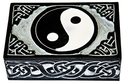 Wholesale Yin Yang with Celtic Knot Black Soapstone Box 4"x6"