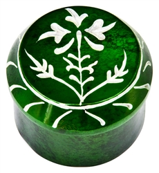 Wholesale Floral Green Soapstone Box 2.5"D, 2"H