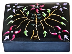 Wholesale Floral Black Soapstone Box 3"x4"