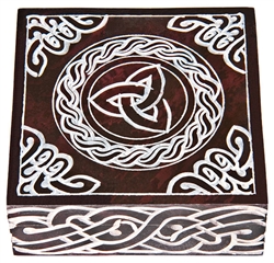 Wholesale Triquetra with Celtic Knot Brown Soapstone Box 5"x5"