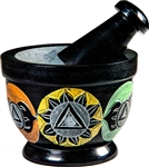 Wholesale Black Soapstone Chakras Mortar and Pestle 3 1/2' D, 2/1/2" H