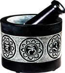 Wholesale Black Soapstone Chakras Mortar and Pestle 4" D, 3" H