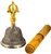 Wholesale Tibetan Altar Bell - Nickel & Gold 6.2"H