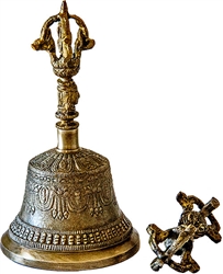 Wholesale Tibetan Altar Bell - Brass 6"H with Dorjee