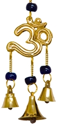 Wholesale Brass Wind Chime With Beads - Om 9"L