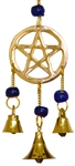 Wholesale Brass Wind Chime With Beads - Pentacle 9"L