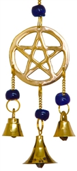 Wholesale Brass Wind Chime With Beads - Pentacle 9"L