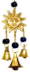 Wholesale Brass Wind Chime With Beads - Sun 9"L