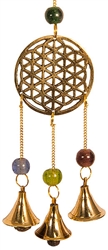 Wholesale Brass Wind Chime with Beads - Flower of Life 9"L