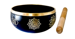 Wholesale 7 Chakra Brass Tibetan Singing Bowl - Black  4"D