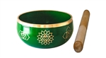 Wholesale 7 Chakra Brass Tibetan Singing Bowl - Green  4"D