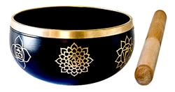 Wholesale 7 Chakra Brass Tibetan Singing Bowl - Black  5"D