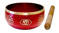 Wholesale 7 Chakra Brass Tibetan Singing Bowl - Red  5"D