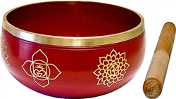 Wholesale 7 Chakra Brass Tibetan Singing Bowl - Red  6"D