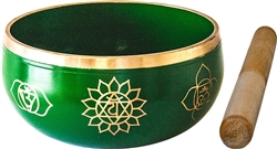 Wholesale 7 Chakra Brass Tibetan Singing Bowl - Green  6"D