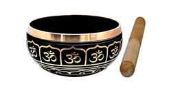 Wholesale Om Brass Tibetan Singing Bowl - Black 4"D