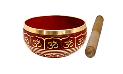 Wholesale Om Brass Tibetan Singing Bowl - Red  4"D