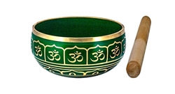 Wholesale Om Brass Tibetan Singing Bowl - Green 4"D