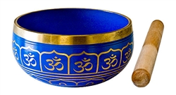 Wholesale Om Brass Tibetan Singing Bowl - Blue 5"D