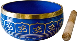 Wholesale Om Brass Singing Bowl - Blue 6"D