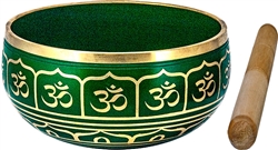 Wholesale Om Brass Tibetan Singing Bowl - Green 6"D