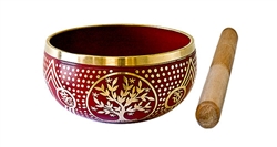 Wholesale Tree of Life Brass Tibetan Singing Bowl - Red 4"D
