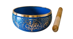 Wholesale Brass Singing Bowl Tree of Life - Blue 4"D