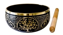 Wholesale Tree of Life Brass Tibetan Singing Bowl - Black  5"D