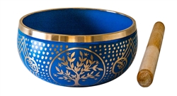 Wholesale Brass Singing Bowl Tree of Life - Blue 5"D