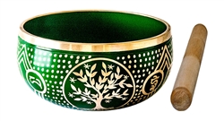 Wholesale Brass Singing Bowl Tree of Life - Green  5"D