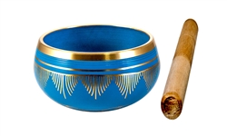 Wholesale Flower Of Life Brass Tibetan Singing Bowl - Blue  4"D