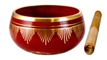 Wholesale Flower of Life Brass Tibetan Singing Bowl - Red 5"D