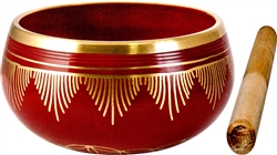 Wholesale Flower of Life Brass Tibetan Singing Bowl - Red 6"D
