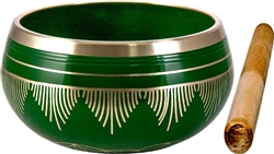 Wholesale Flower of Life Brass Tibetan Singing Bowl - Green 6"D