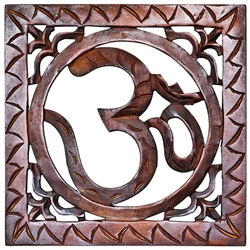 Wholesale Om Hand Carved Wood Wall Hanging - 10"X10"