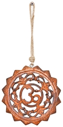 Wholesale Om Wood Wall Hanging with Hemp Cord - 6"D