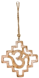 Wholesale Eternal Om Wood Wall Hanging with Hemp Cord  - 6"X6"