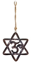 Wholesale 6 Point Star Om Wood Wall Hanging with Hemp Cord  - 6"X6"