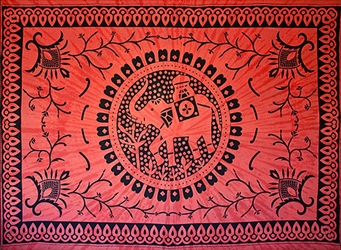 Wholesale Elephant Mandala Tapestry 74"x 106" (Red)