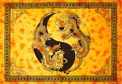 Wholesale Yin-Yang Dragon Tapestry 72"x 108" (Yellow)