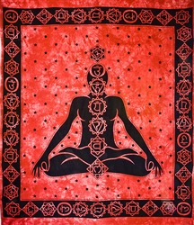 Wholesale 7 Chakra Tapestry 69"x108" (Red)