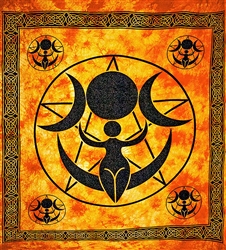 Wholesale Triple Moon Goddess Tapestry 72"x108" (Orange)